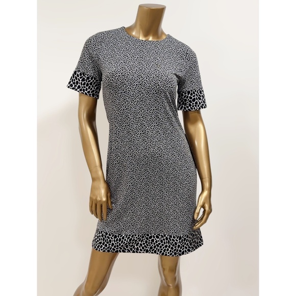 Michael Michael Kors Women's Black & White Animal-Print Shift Dress Size S - Picture 1 of 4